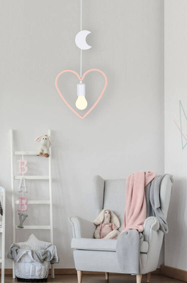 Single Hm Lampa Wisząca 1X20W E27 Iq Kids Różowy+Biały
