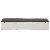 vidaXL Leżak ogrodowy z czarną poduszką, polirattan, biały