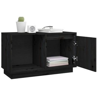 vidaXL Szafka pod TV, czarna, 74x35x44 cm, lite drewno sosnowe