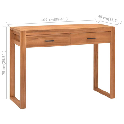 vidaXL Biurko z 2 szufladami, 100x40x75 cm, drewno tekowe