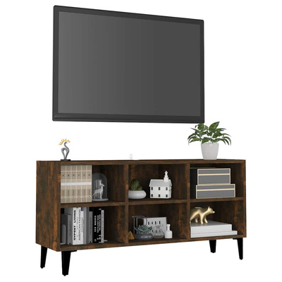 Szafka TV, metalowe nóżki, przydymiony dąb, 103,5x30x50 cm