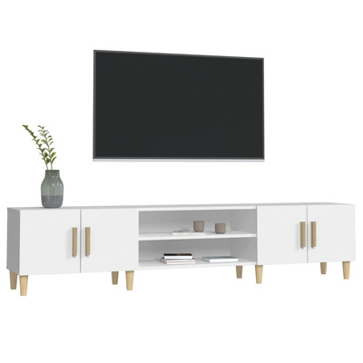 Szafka RTV Biała 180x31,5x40 cm Drewno klejone