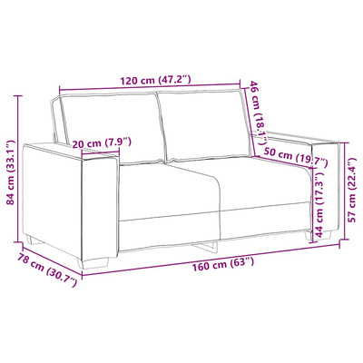 Sofa 2-osobowa brązowa 160x78x84 cm tkanina