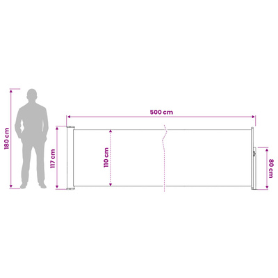 Rozkładany boczny markiz 117 x 500 cm Poliester Prostokątny