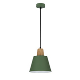 Lampa wisząca zielona metalowa + drewno Faro Ledea 50101260