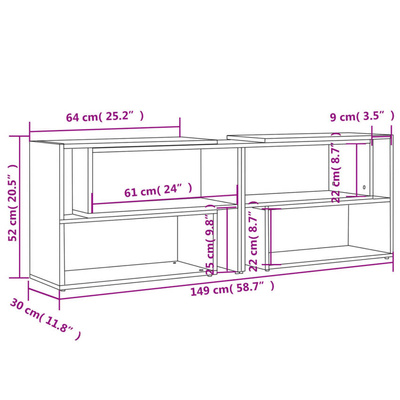 vidaXL Szafka pod TV, szara, wysoki połysk, 149x30x52 cm