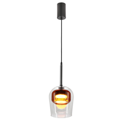 Lampa wisząca Glaxi szklana klosz transparentny i brązowy 1xGX53 nad stół