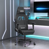 vidaXL Fotel gamingowy z podnóżkiem i masażem, czarny, tkanina