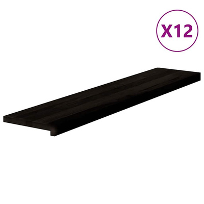 Stopnie schodowe 12 szt. brązowoczarne 120x25x2 cm lite drewno dębowe