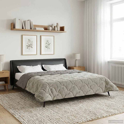 Letni Kołdra Jasnoszary 220 x 240 cm Mikrofibra i Fleece Teddy