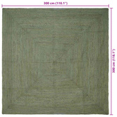 Dywany pokojowe Kwadrat Oliwkowy zielony 300 x 300 cm Juta