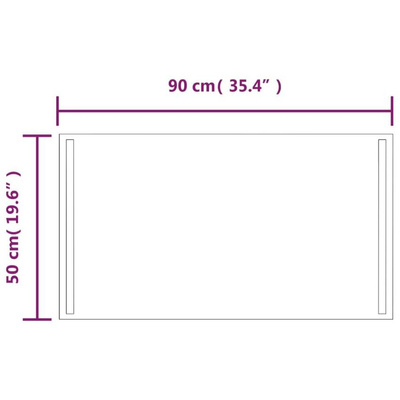 vidaXL Lustro łazienkowe z LED, 90x50 cm