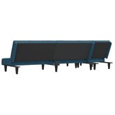 Sofa rozkładana w kształcie L, niebieska, 255x140x70, aksamit vidaXL