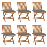 vidaXL Składane krzesła ogrodowe z poduszkami, 6 szt., drewno tekowe wariant 25