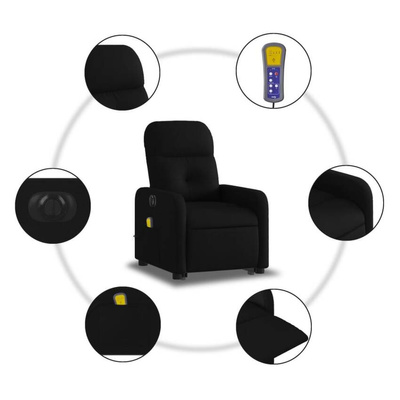 vidaXL Podnoszony fotel masujący, elektryczny, rozkładany, czarny