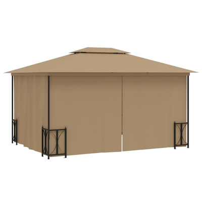 vidaXL Altana z zasłonkami i dwuczęściowym dachem, 3x4 m, kolor taupe