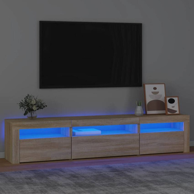 vidaXL Szafka pod TV z oświetleniem LED, dąb sonoma, 195x35x40 cm