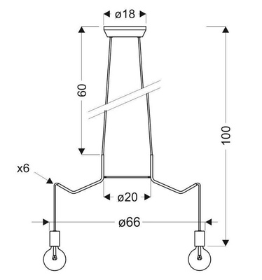 Lampa wisząca sufitowa czarna matowa oprawa 6x40W Basso Candellux 36-71033