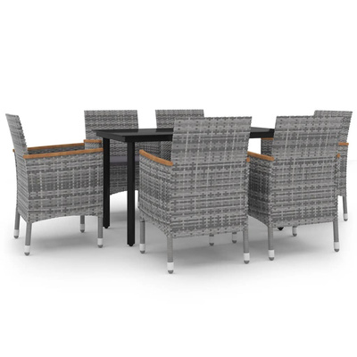 vidaXL 7-cz. zestaw mebli ogrodowych z poduszkami, rattan PE i szkło model standard