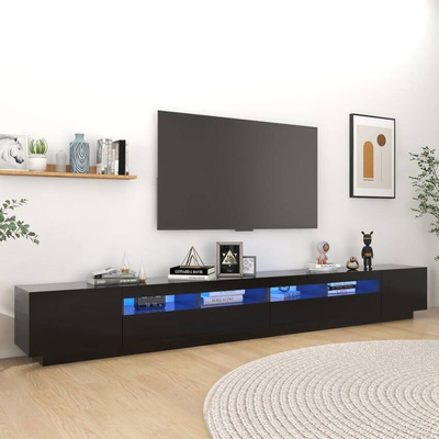 vidaXL Szafka pod TV z oświetleniem LED, czarna, 300x35x40 cm