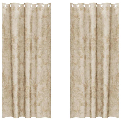 Zasłony z weluru z zasłonami 2 pcs Kremowy 245 x 140 cm Aksamit
