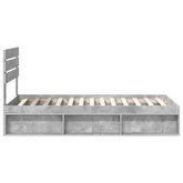 Ramka łóżka Szary beton 100 x 200 cm Lite drewno sosnowe