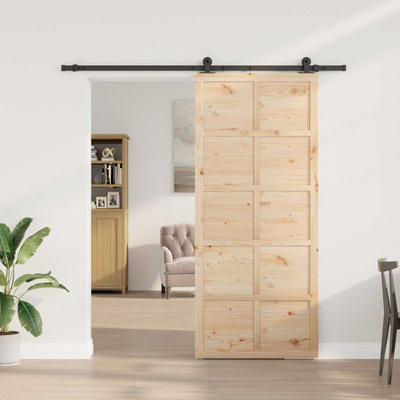 Drzwi przesuwne 80 x 208 cm Lite drewno sosnowe naturalny
