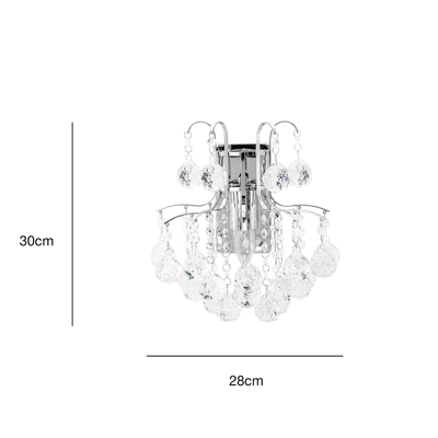 Lampa ścienna kinkiet kryształowy MONTE CARLO 1x60W E27 srebrny