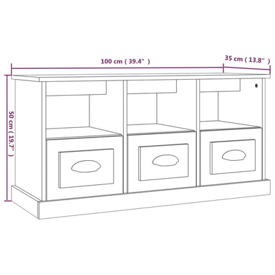 vidaXL Szafka pod TV, szary dąb sonoma, 100x35x50 cm