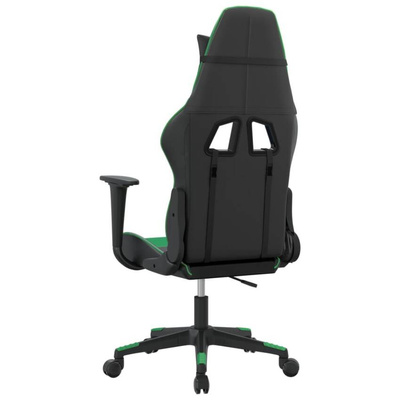 vidaXL Fotel gamingowy, czarno-zielony, sztuczna skóra