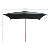 Parasol ogrodowy na drewnianym słupku, 200x300 cm, antracytowy