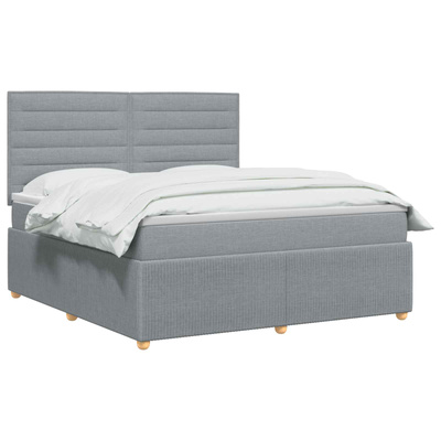 Łóżko z box spring LED z materacem jasnoszary 180 x 200 cm