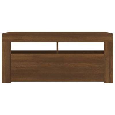 vidaXL Szafka pod TV z oświetleniem LED, brązowy dąb, 90x35x40 cm
