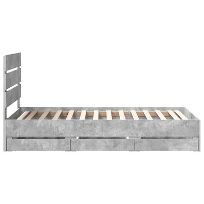 Ramka łóżka Betonowy szary 75 x 190 cm Drewno inżynieryjne