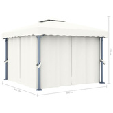 vidaXL Altana ogrodowa z zasłonami, 3 x 3 m, kremowa, aluminium