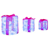 Dekoracja Pudełka Prezentowego 3 pcs Niebieski 20 x 20 x 21 cm