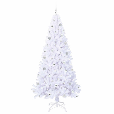 Sztuczna choinka z 300 diodami LED Biały 210 cm PVC i stal