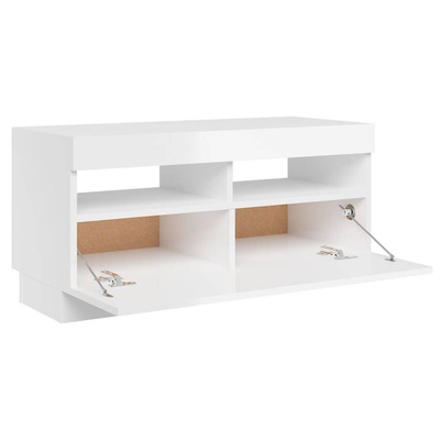 vidaXL Szafka pod TV z oświetleniem LED, biała z połyskiem, 80x35x40cm