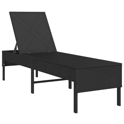 Leżak z poduszką Czarny 55x200x44cm polirattan