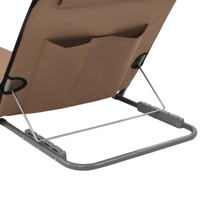 Składane maty plażowe, 2 szt., stal i tkanina, brązowe