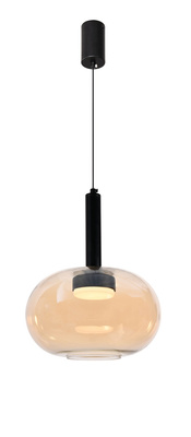 Lampa wisząca Bueno szklana pojedyncza bursztynowy klosz GX53