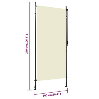 vidaXL Roleta zewnętrzna, 100x270 cm, kremowa