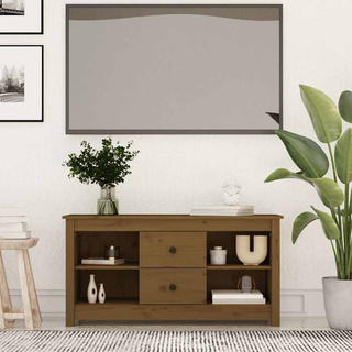 Szafka pod TV, miodowy brąz, 103x36,5x52 cm, drewno sosnowe