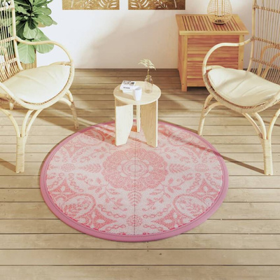 vidaXL Dywan na zewnątrz, różowy, Ø120 cm, PP