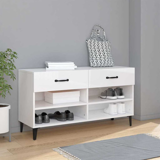 Szafka na buty, wysoki połysk, biała, 102x35x55 cm