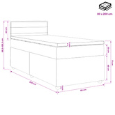 Łóżko kontynentalne z materacem ciemnoszary 80 x 200 cm tkanina