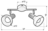Lampa sufitowa ścienna listwa biała + drewno 2x40W Puerto Candellux 92-62659