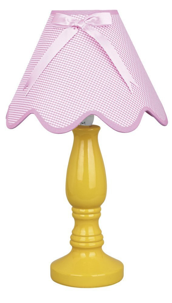 Lampka nocna Lola ceramiczna różowo-żółta z abażurem E14