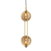 Lampa wisząca CORDEL vintage - złoty mosiądz z bursztynowymi kloszami kulkami - eleganckie oświetlenie salonu 2x G9 LED