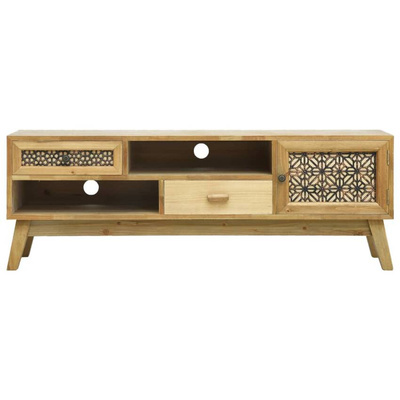 vidaXL Szafka pod TV, rzeźbiona, brązowa, 120 x 30 x 42 cm, drewno